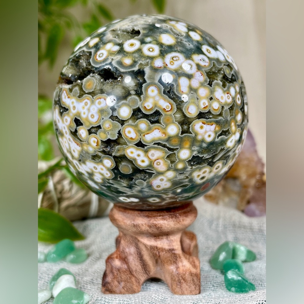 2474 RARE Top Quality 8th Vein Ocean Jasper Crystal Sphere